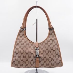 CG07 💟 Gucci Beige GG Canvas Jackie Hobo